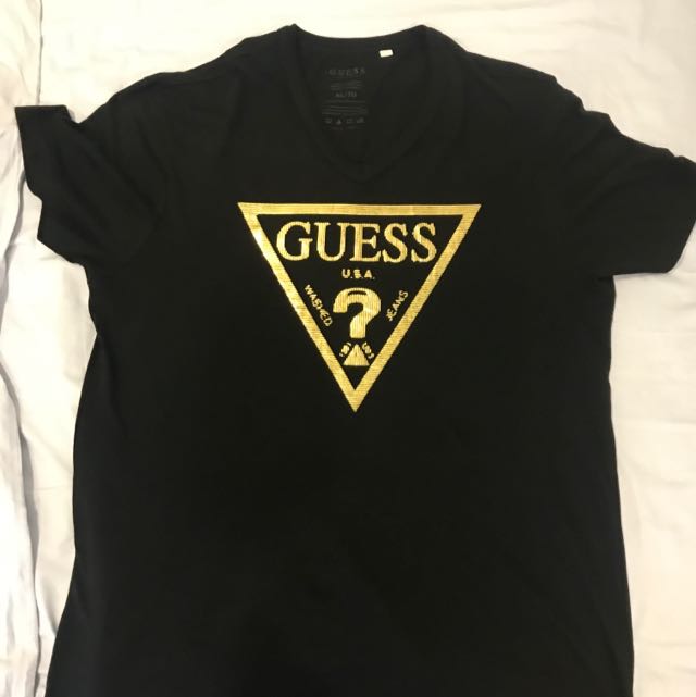 GUESS MEN Iconic Shirt Black and Gold, Men's Fashion, Tops & Sets ...