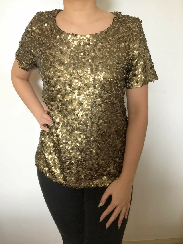 Gold sequin shop top h&m