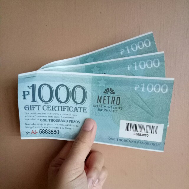 Metro Gift Certificate, Tickets & Vouchers, Store Credits on Carousell