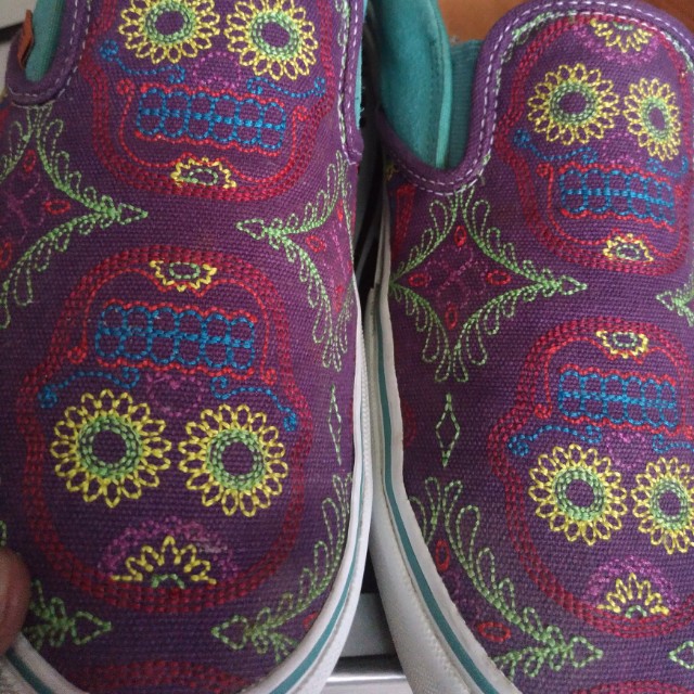 vans day of the dead slip ons