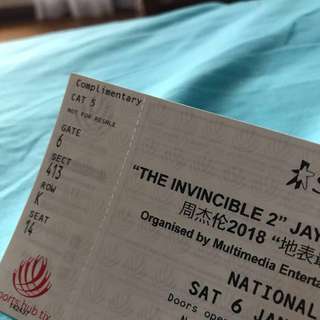 2x Jay Chou Concert Tour "The Invincible 2" CAT 5