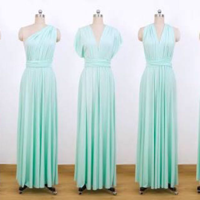 Hijau Mint Green Infinity Dress Multiway Convertible Fesyen Wanita Pakaian Wanita Gaun Rok Di Carousell