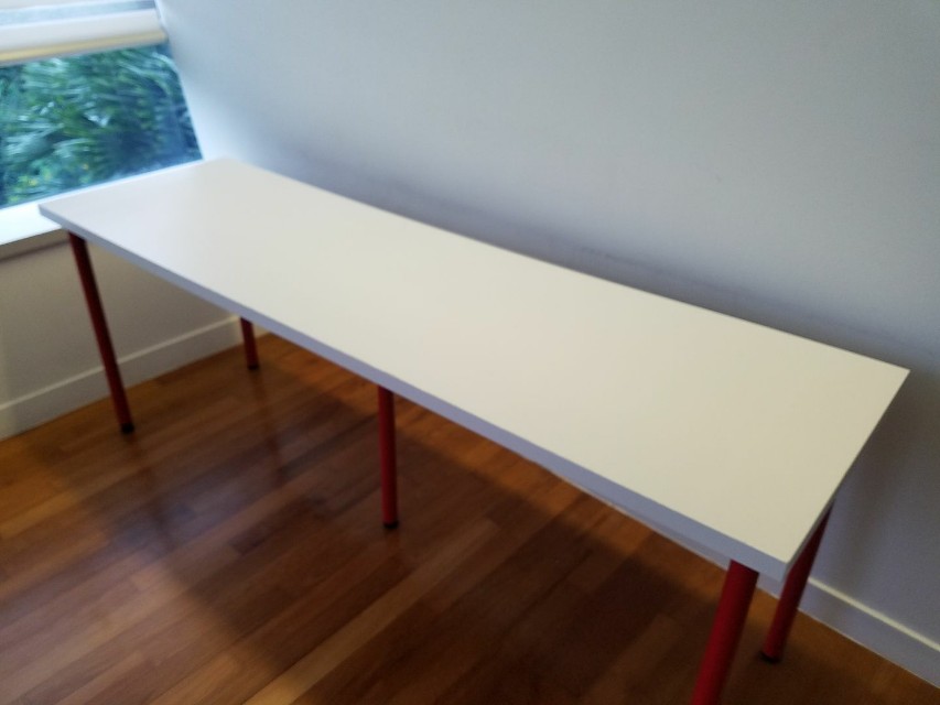 Ikea Long Study Table With Red Legs Furniture Tables Chairs On