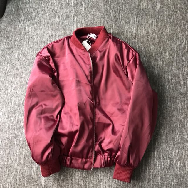 wine red bomber jacket