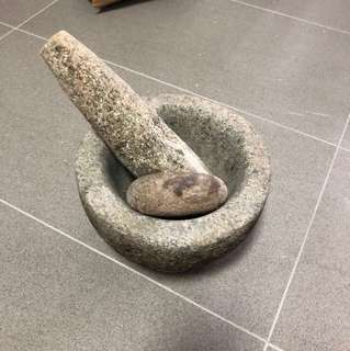 Large stone mortar and pestle