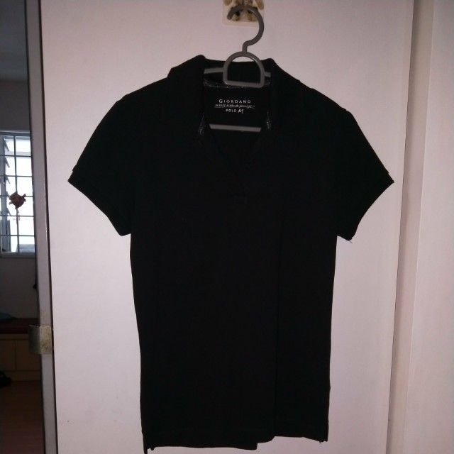 plain black polo t shirt women's