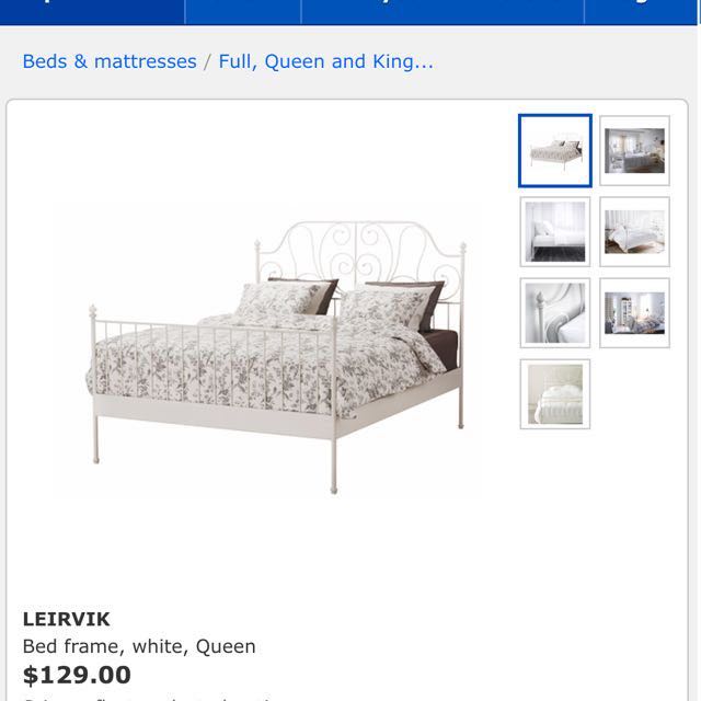 Ikea Bed Frame White Leirvik With Luroy Slatted Base Furniture Photo