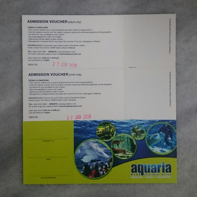 KLCC Aquaria Admission Voucher / Ticket , Tickets & Vouchers, Local