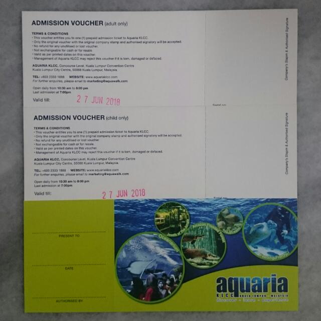 KLCC Aquaria Admission Voucher / Ticket , Tickets & Vouchers, Local Attractions and Transport on