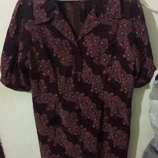Dress Batik Maroon BIG SIZE (fit to XXXL)