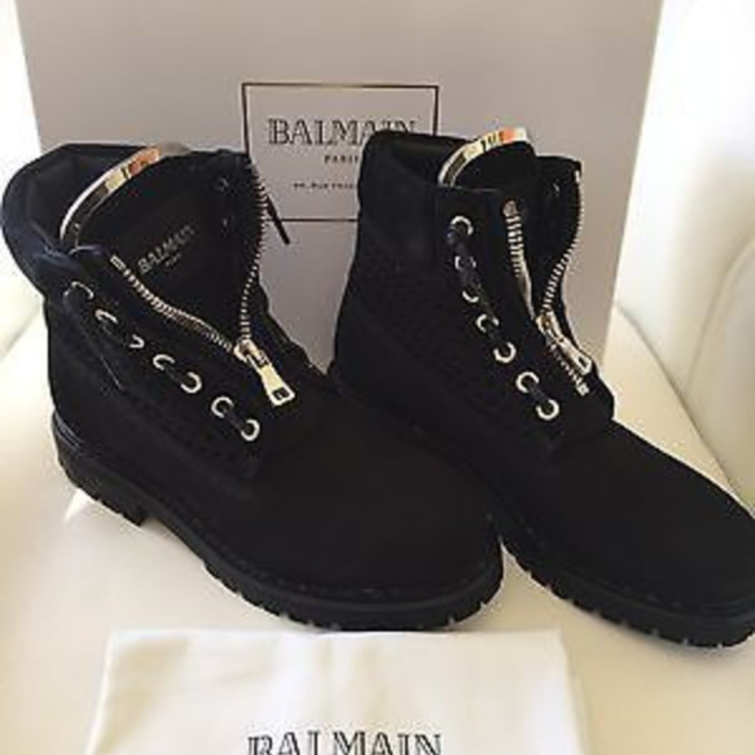 Balmain // Black & Gold-Tone Leather Taiga Boot – VSP Consignment