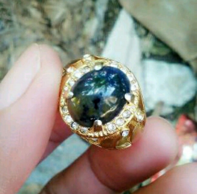  Batu  cincin  permata blue safir  birma bukan akik bacan biru 