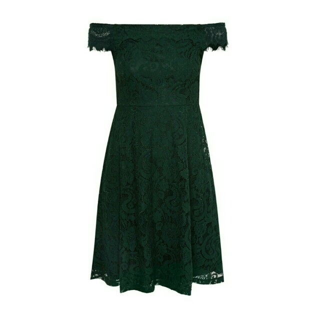 green lace bardot dress
