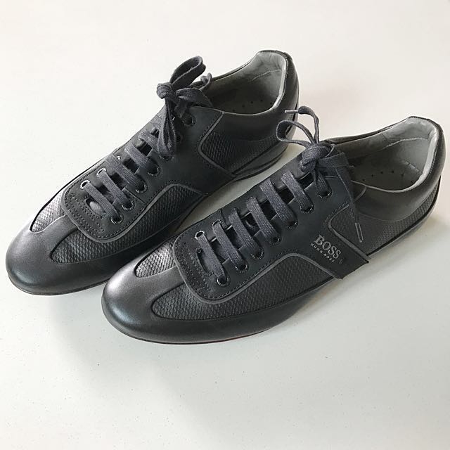 hugo boss trainers in leather and carbon fibre