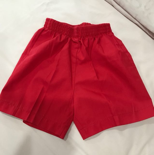Kids red pe shorts