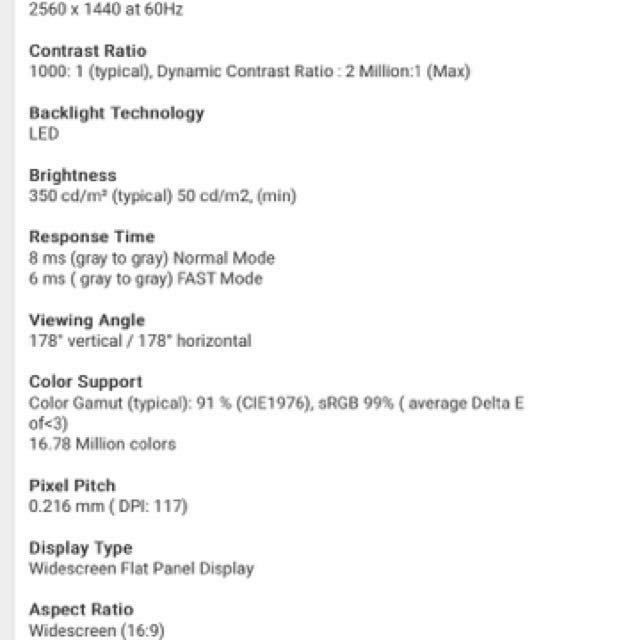 Dell U2515h 25 Qhd 1440p Ips Monitor Electronics Computer Parts