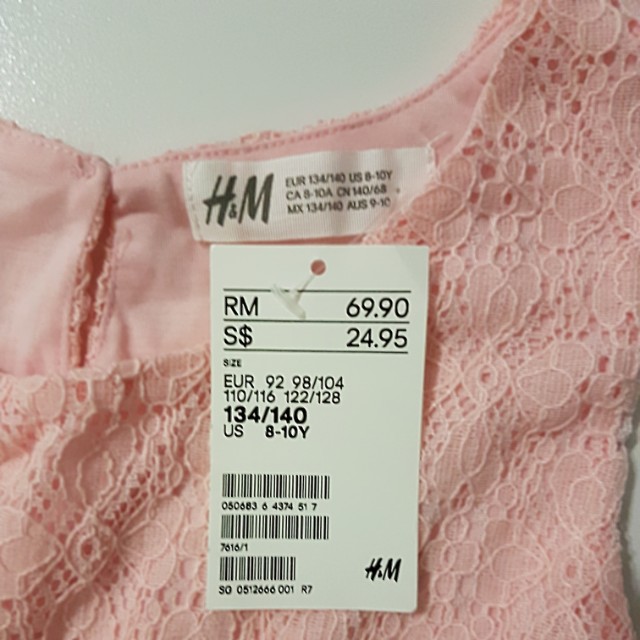 h&m girls pink dress