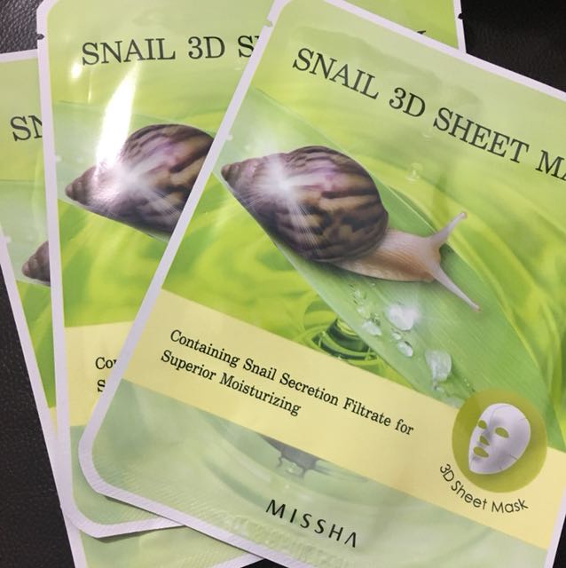 Missha Snail 3d Sheet Mask 蝸牛3d修護面膜 3片 Health Beauty