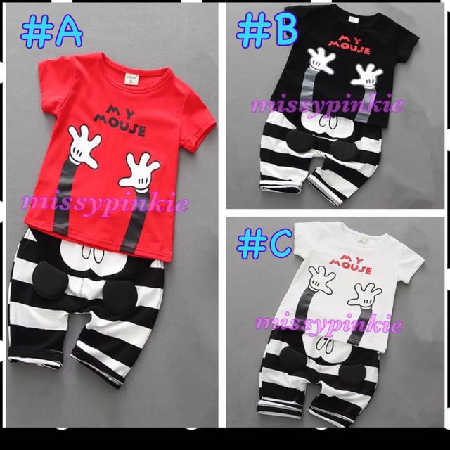 Po Mickey Mouse Kids Clothes Set T Shirt Pants Disney Cute