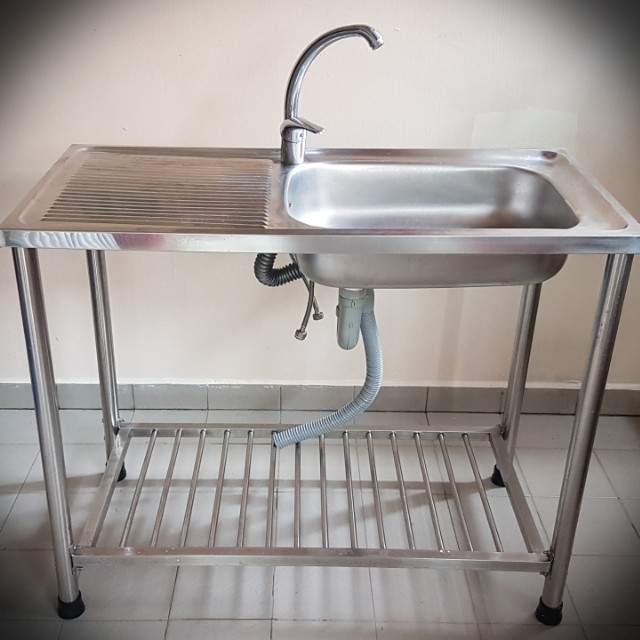 Portable Stainless Steel Sink with Stand & Mixer Set, Home ...