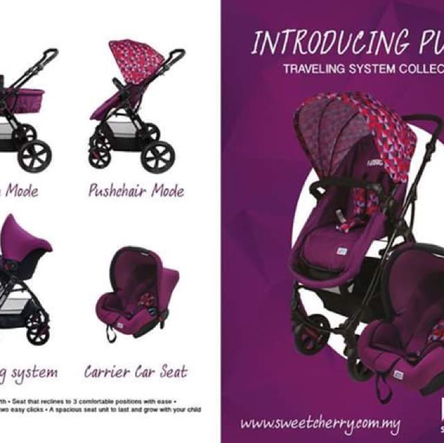 Sweet Cherry Vetro Stroller Carseat Travel System Purple