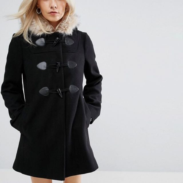Fur hood duffle coat