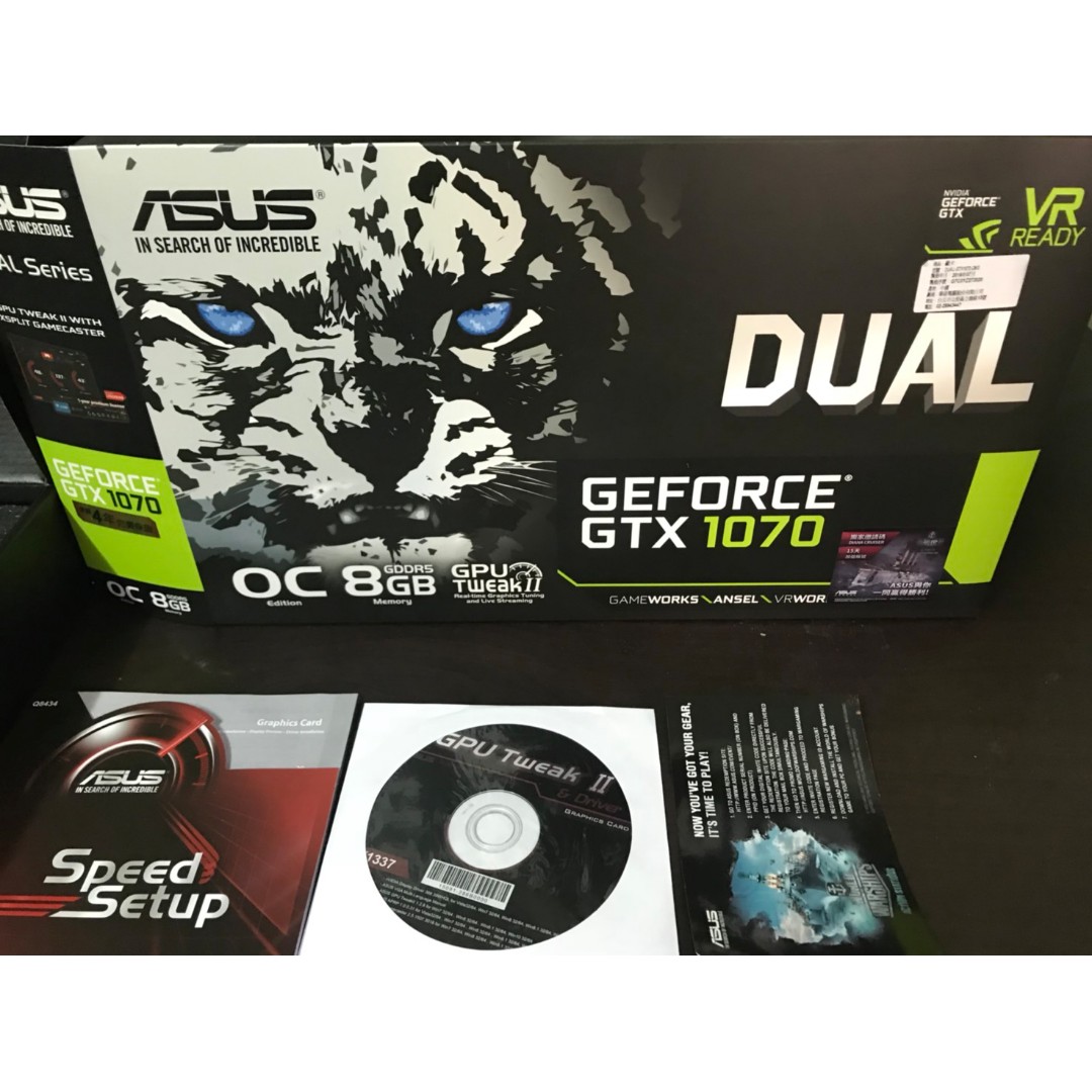 華碩ASUS DUAL-GTX1070-O8G [雪原豹], 電腦及科技產品, 電腦周邊產品