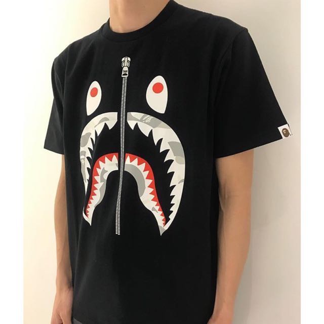 bape t shirt camo shark