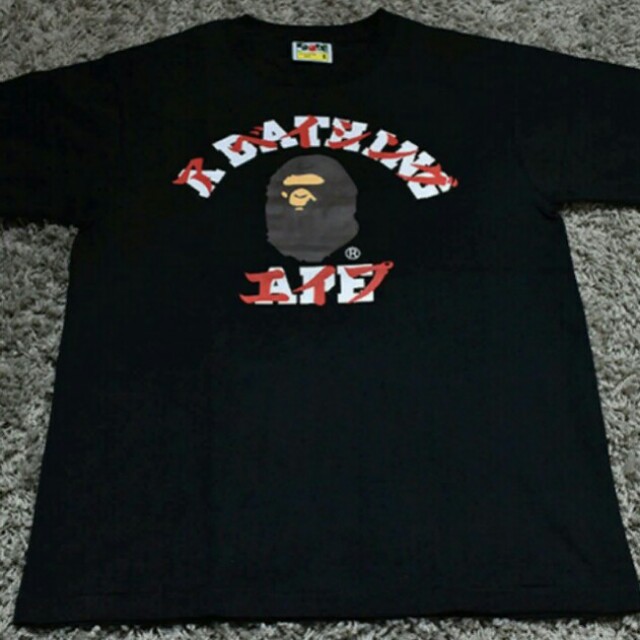 Bape Japanese Writing Letter College Tee Black Men S Fashion
