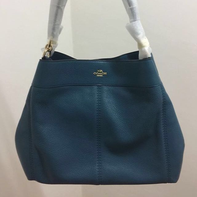 COACH LEXY SHOULDER BAG PEBBLE LEATHER IN TEAL F57545