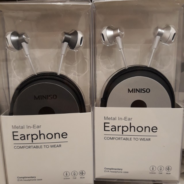 Earphone Miniso with Case, Music & Media, Accessories on Carousell