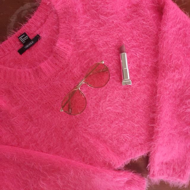 hot pink cropped sweater
