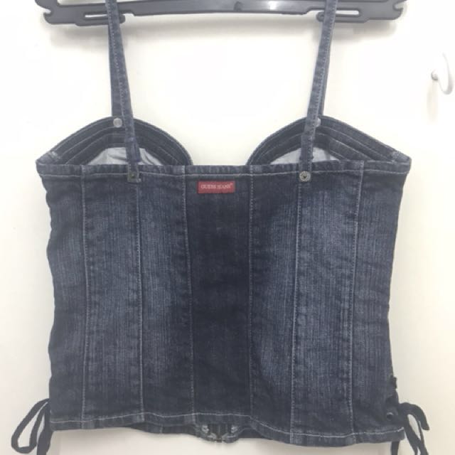 Guess Denim Corset Top, Women's Fashion, Tops, Others Tops on Carousell