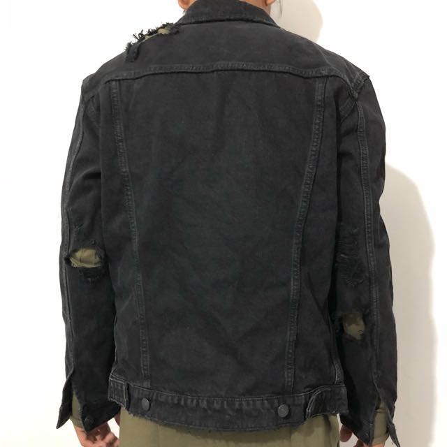 Frayed black deals denim jacket