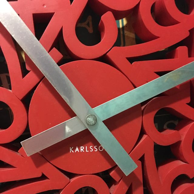 Karlsson Mixed Numbers Red Clock, Furniture & Home Living, Home Decor