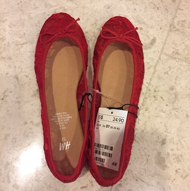 NEW H\u0026M Red Shoes (Flats), Women's 