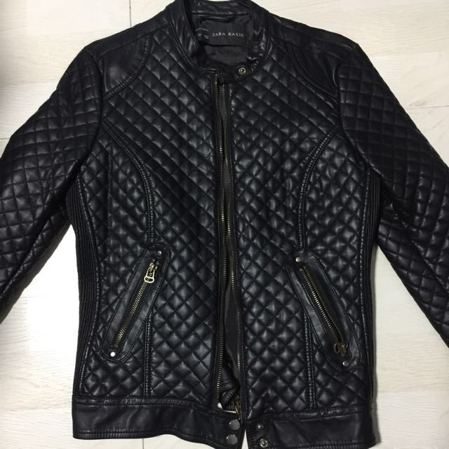 Zara faux quilted leather biker jacket 