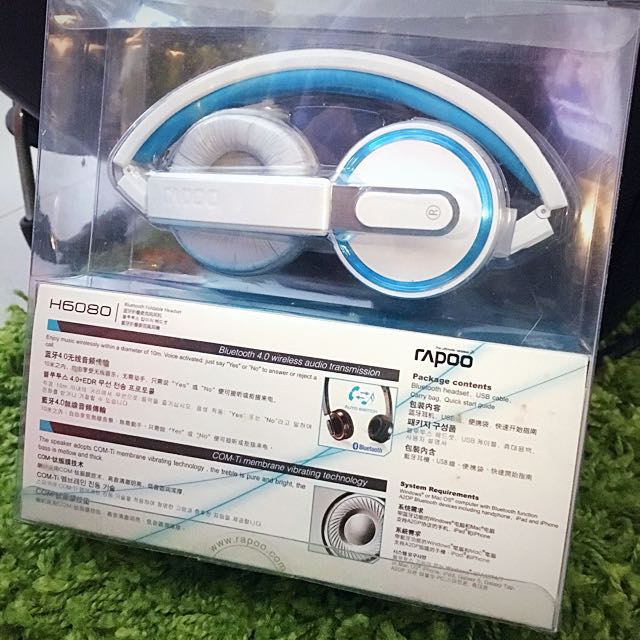 Bluetooth Foldable Headset （分類：樂器配件）位於 Hong Kong。 由 msyu132 提交（商品編號 147264416，圖片 2）。簡介： 原裝行貨 Rapoo - H6080 藍牙接叠咪克風耳機 100% New 100% Real 抽獎活動禮物。