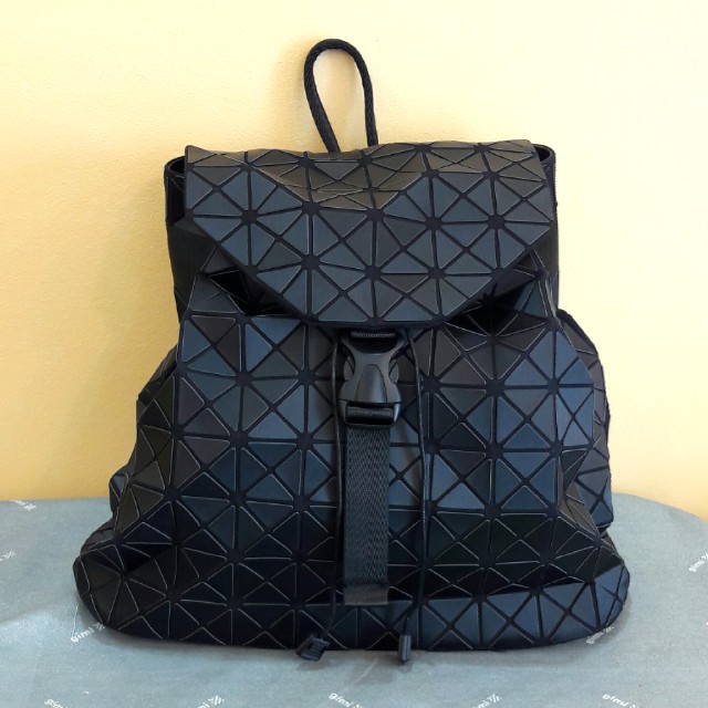 black geometric backpack