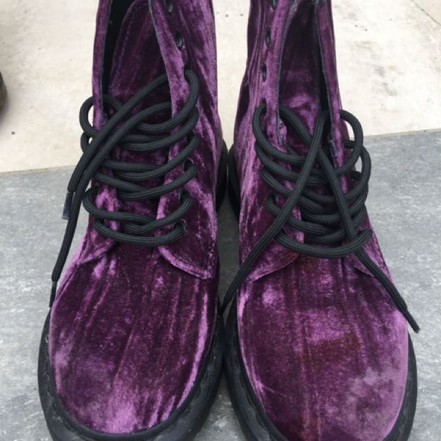 purple velvet dr martens