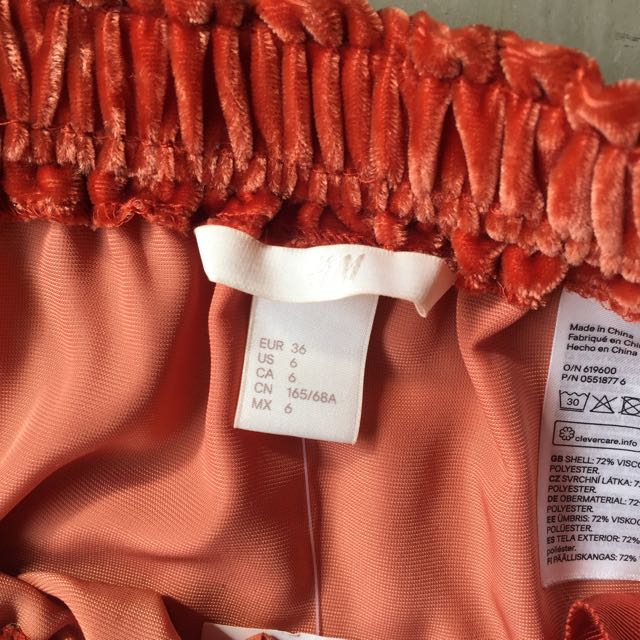 H M orange velvet midi skirt Women s Fashion Bottoms Skirts on Carousell