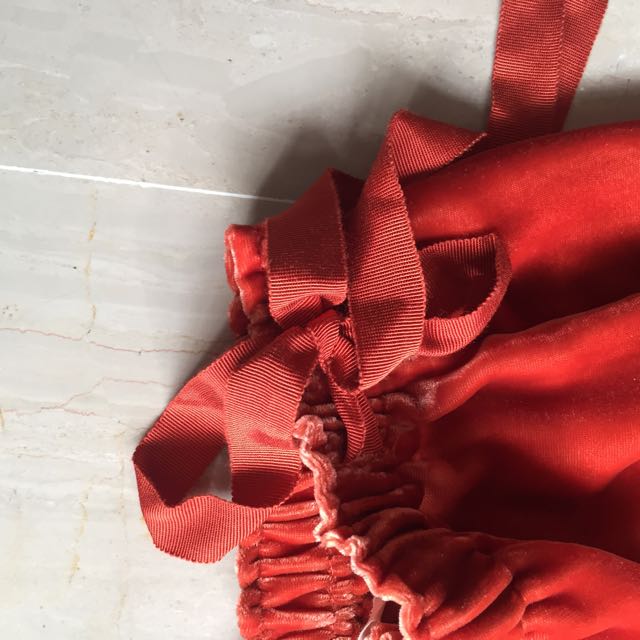 H&m orange velvet skirt outlet