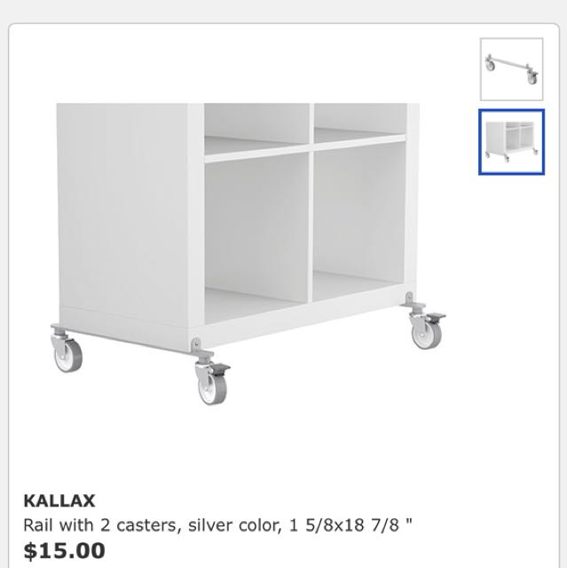 Ikea KALLAX casters/wheels (3 pieces for wide shelf unit), Furniture