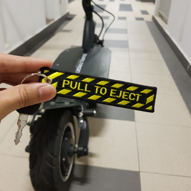 Pull To Eject Key Tag (Category: Other PMDs & Parts) located in Singapore. Submitted by itemforsale (Listing ID 147315519, Image 1). Description: Nothing much to descibe, a cool key tag. Limited stocks, get yours before it runs out! 1 for $3 Length: 13cm Width: 3cm Tags: Dualtron Ultra Limited Ltd Exs 2S Speedway Inokim Passion Keychain Key Chain Key Tag Key Keys.