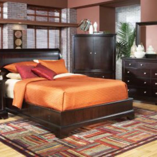 US King Size Bedroom Set Whitmore Cherry Platform, Furniture & Home