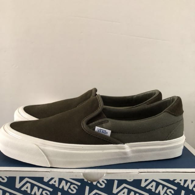 vans slip ons olive