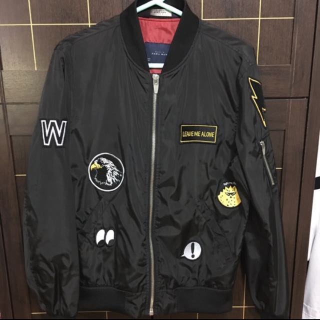 Zara Man Bomber Jacket with Patches 