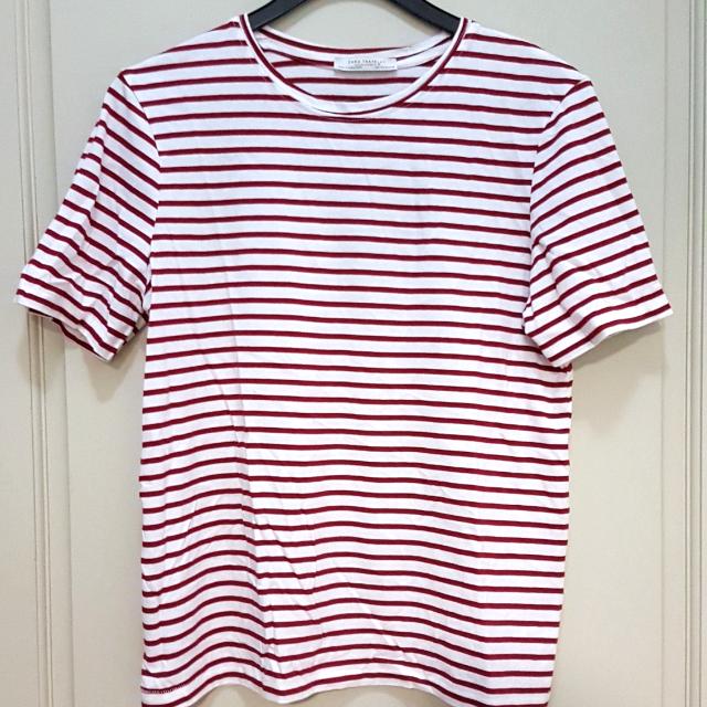 ZARA TRF] Red Stripe T-Shirt, Women's 