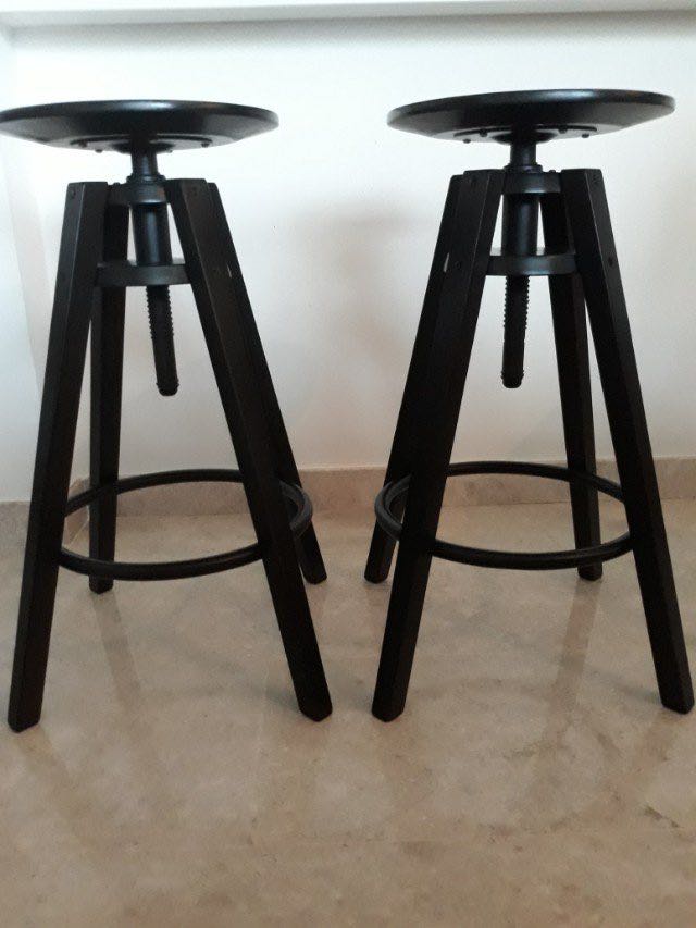Black bar stools (x2), Furniture & Home Living, Furniture, Chairs on