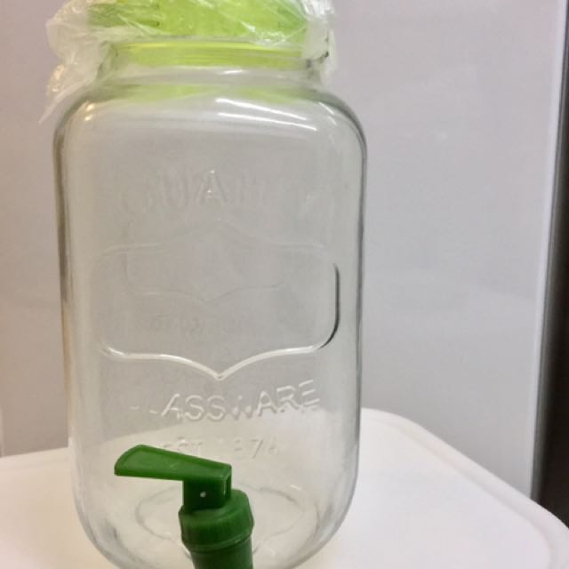 Green Glass Beverage Dispenser 3.3L, TV & Home Appliances, Kitchen